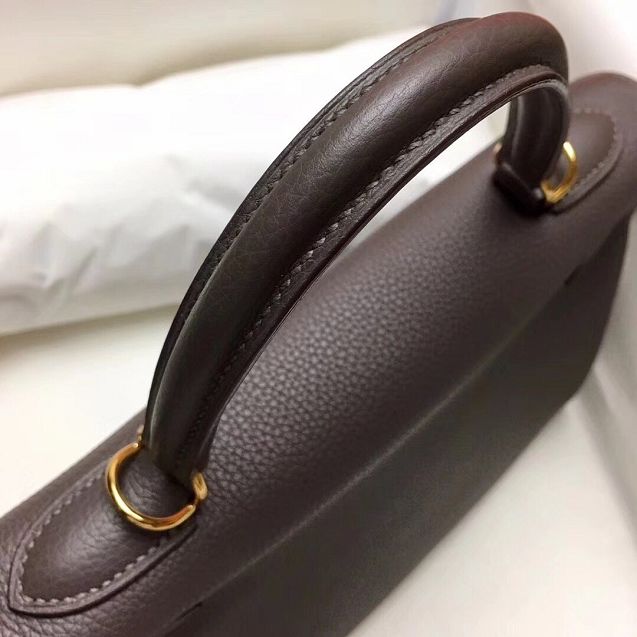 Hermes original togo leather kelly 25 bag K25 gris etain