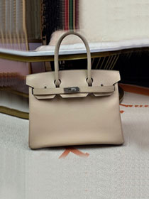 Hermes original epsom leather birkin 25 bag H25-3 gris tourterelle