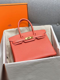 Hermes original epsom leather birkin 30 bag H30-3 coral pink