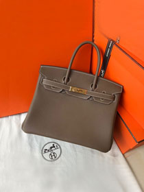 Hermes original togo leather birkin 25 bag H25-1 etoupe grey