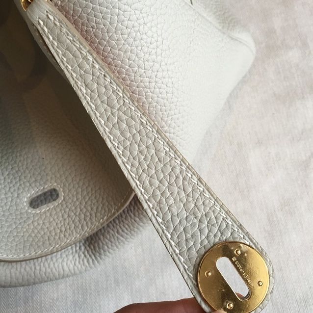 Hermes original top togo leather medium lindy 30 bag H30 pearlash