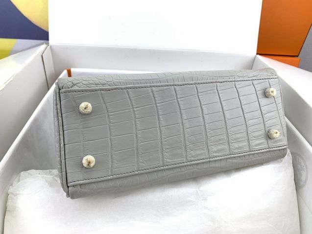 Top hermes genuine 100% crocodile leather handmade kelly 32 bag K320 pearlash
