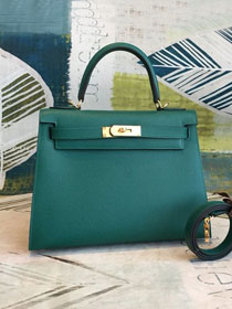 Hermes original epsom leather kelly 32 bag K32-2 emerald green