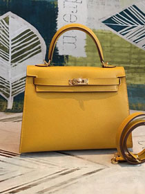 Hermes original epsom leather kelly 32 bag K32-2 yellow