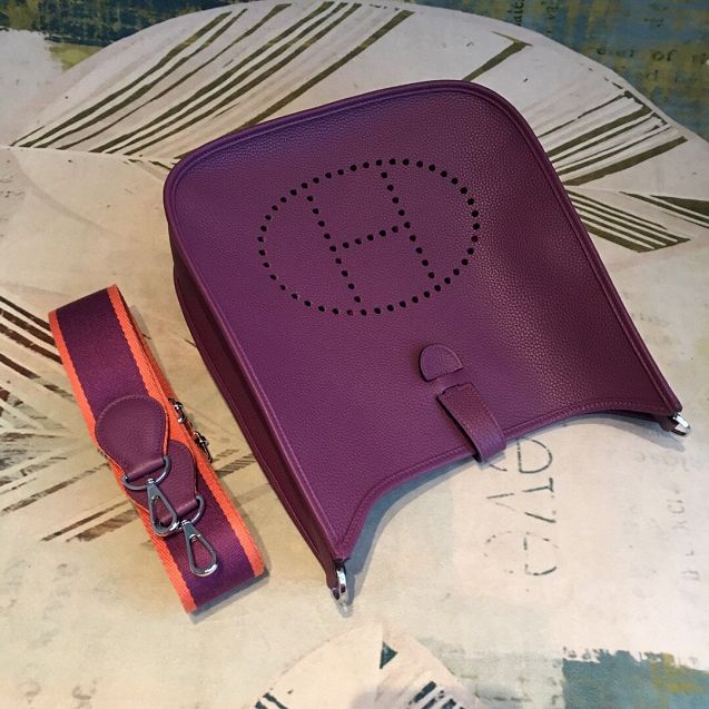 Hermes original togo leather evelyne pm shoulder bag E28 purple