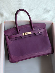 Hermes handmade original togo leather birkin bag BK0035 purple