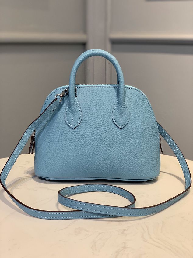 Hermes original togo leather mini bolide bag H018 sky blue