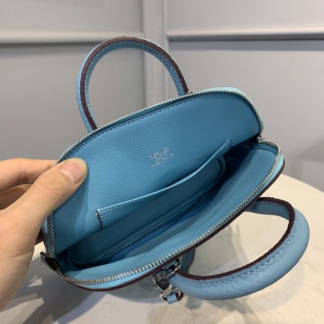 Hermes original togo leather mini bolide bag H018 sky blue