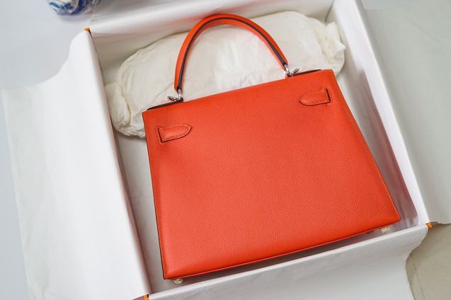 Hermes handmade original epsom leather kelly bag K00036 orange&black&yellow