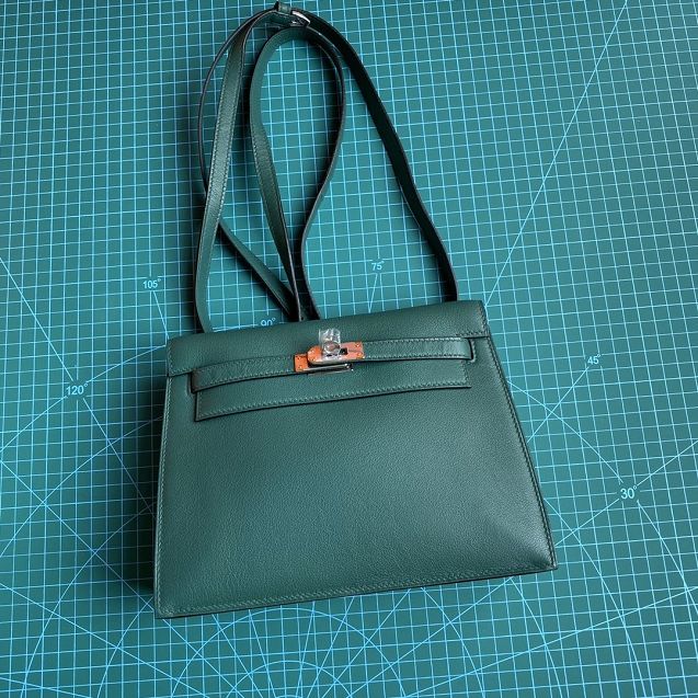 Hermes original evercolor leather kelly danse bag KD022 blackish green
