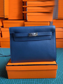 Hermes original evercolor leather kelly danse bag KD022 dark blue