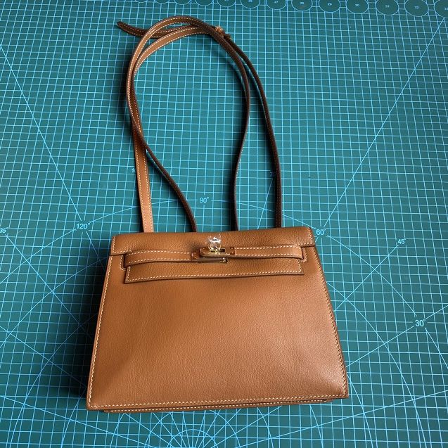 Hermes original evercolor leather kelly danse bag KD022 gold brown