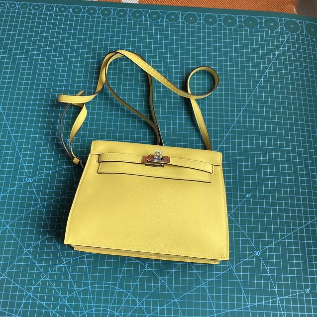 Hermes original evercolor leather kelly danse bag KD022 lemon yellow