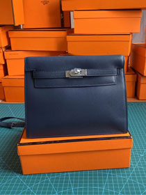 Hermes original evercolor leather kelly danse bag KD022 navy blue