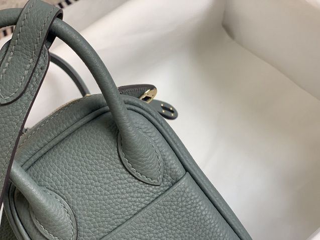 Hermes original togo leather mini lindy 19 bag H019 azure