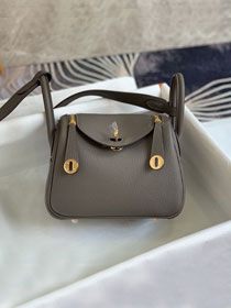 Hermes original togo leather mini lindy 19 bag H019 dark grey