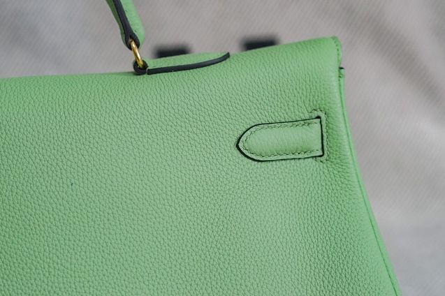 Hermes original calfskin kelly 42 shoulder bag BK0057 vert criquet