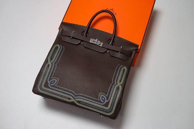Hermes handmade original togo leather hac birkin 40 bag HB0022 dark brown