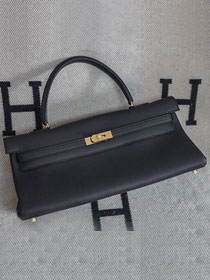 Hermes original calfskin kelly 42 shoulder bag BK0057 black