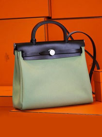 Hermes original canvas&calfskin large her bag H039 vert criquet