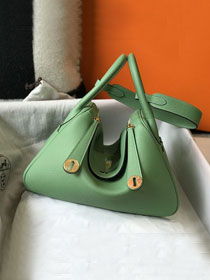 Hermes original top togo leather small lindy 26 bag HL026 vert criquet