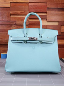 Hermes original epsom leather birkin 35 bag H35-3 blue atoll