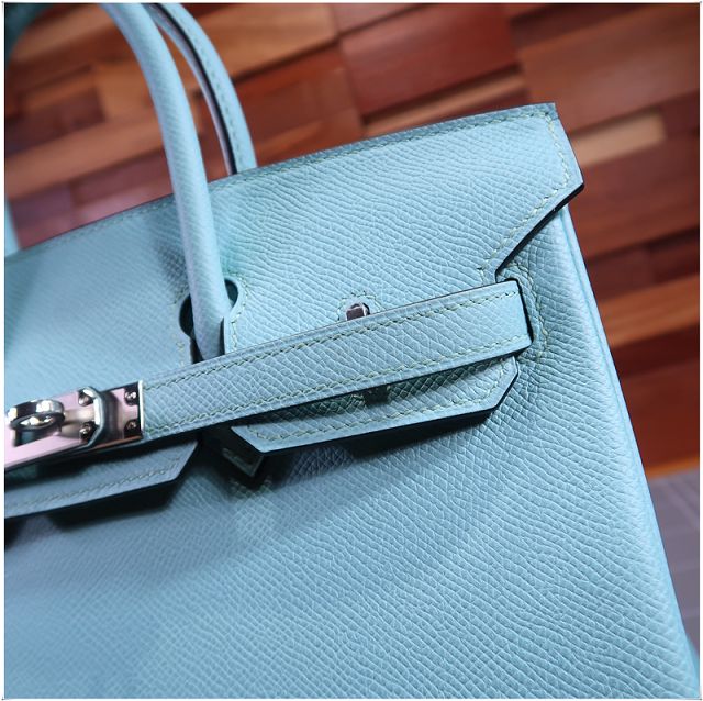 Hermes original epsom leather birkin 30 bag H30-3 blue atoll