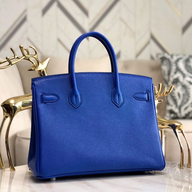 Hermes original epsom leather birkin 30 bag H30-3 blue zellige