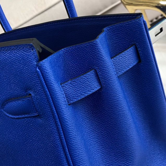 Hermes original epsom leather birkin 25 bag H25-3 blue zellige