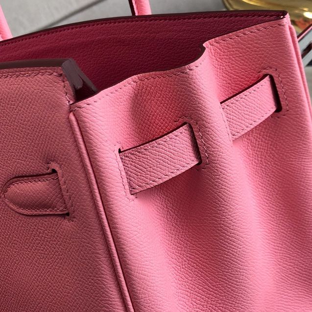 Hermes original epsom leather birkin 25 bag H25-3 cherry pink