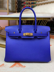 Hermes original epsom leather birkin 35 bag H35-3 electric blue