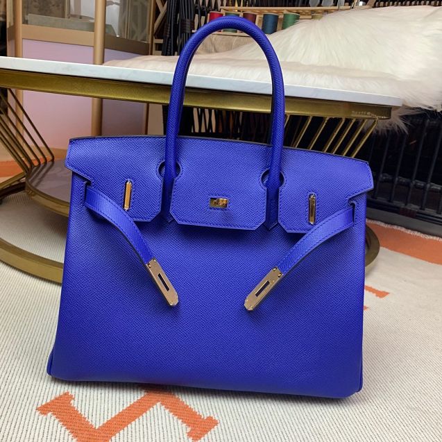 Hermes original epsom leather birkin 35 bag H35-3 electric blue