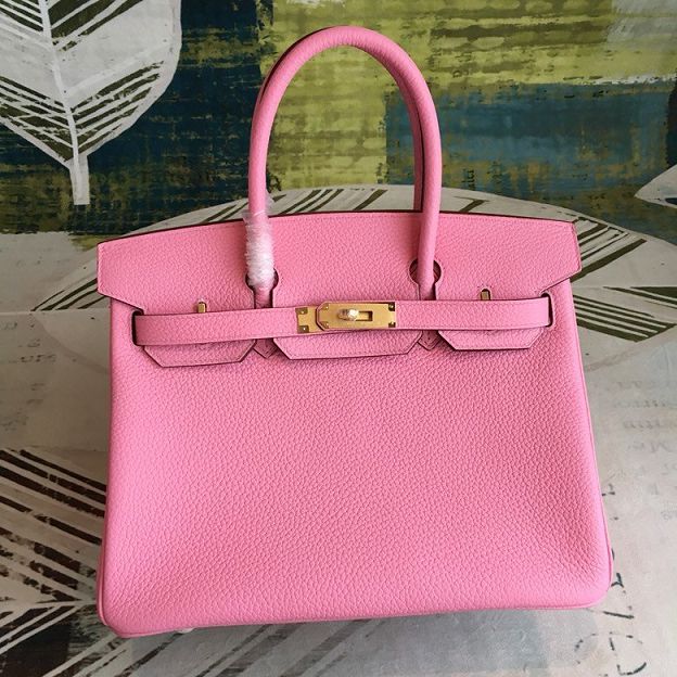 Hermes original togo leather birkin 25 bag H25-1 cherry pink