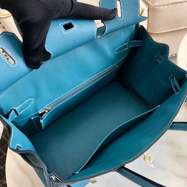 Hermes original togo leather birkin 25 bag H25-1 denim blue