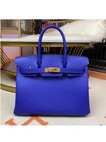 Hermes original epsom leather birkin 30 bag H30-3 electric blue