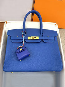 Hermes original togo leather birkin 35 bag H35-1 blue zellige