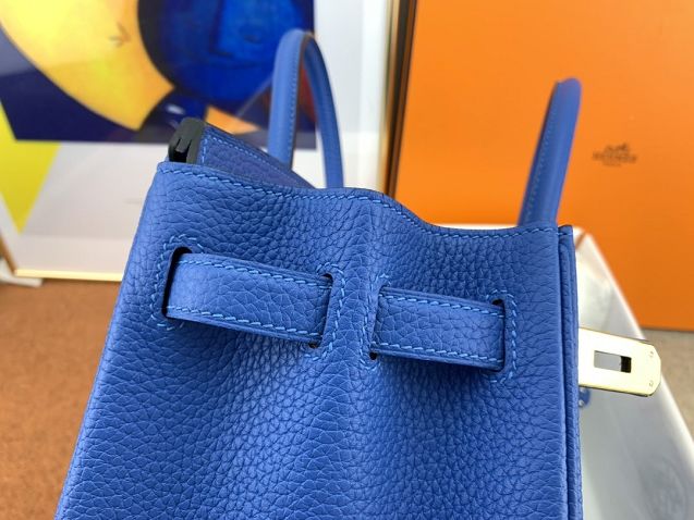 Hermes original togo leather birkin 25 bag H25-1 blue zellige
