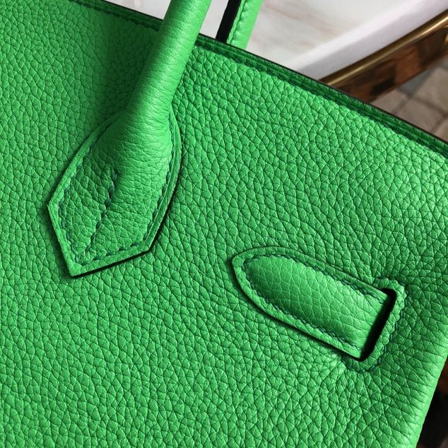 Hermes original togo leather birkin 25 bag H25-1 grass green