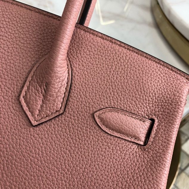 Hermes original togo leather birkin 25 bag H25-1 lotus root pink	
