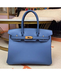 Hermes original epsom leather birkin 30 bag H30-3 blue brighton