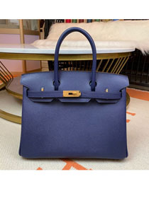 Hermes original epsom leather birkin 30 bag H30-3 royal blue