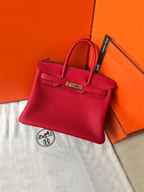 Hermes original togo leather birkin 25 bag H25-1 rouge garance