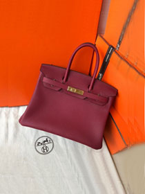 Hermes original togo leather birkin 25 bag H25-1 rubis