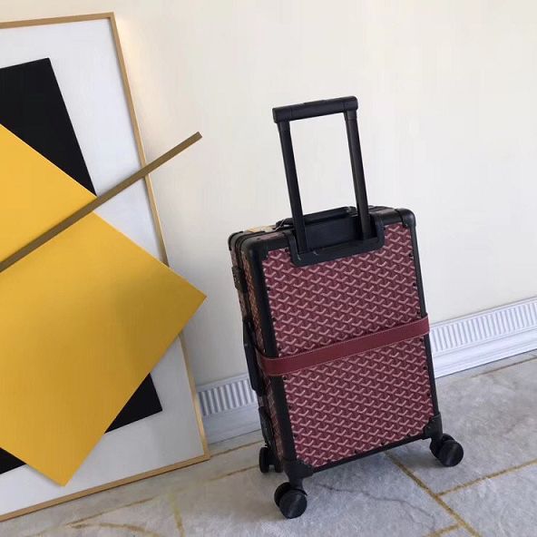 Goyard canvas rolling luggage GY0003 wine red