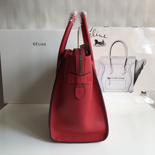 Celine original grained calfskin mini luggage handbag 189213 red