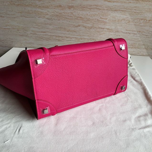 Celine original grained calfskin mini luggage handbag 189213 rose red
