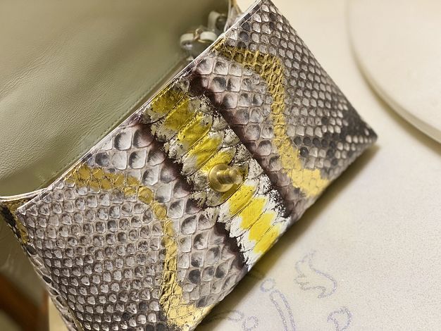 CC original phython leather small coco handle bag A92990 gold&grey