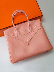 Hermes handmade original calfskin shadow birkin bag BK0037 pink