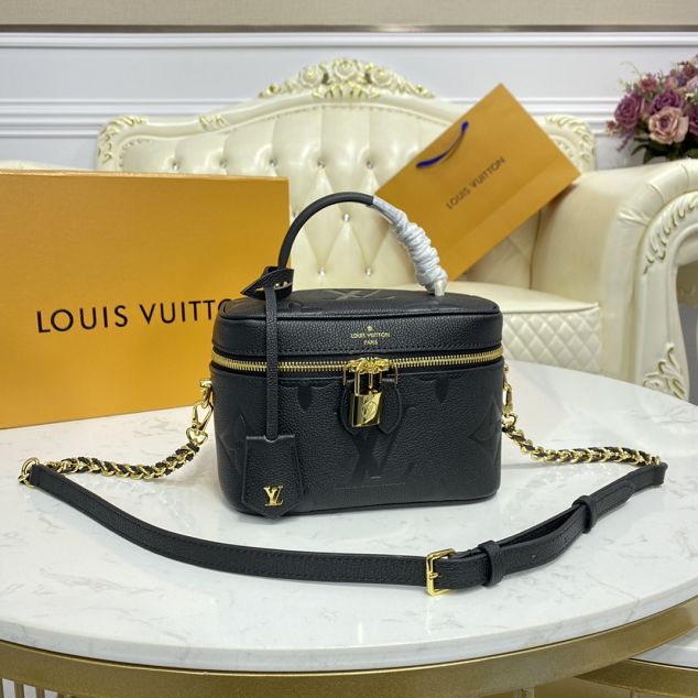 2021 Louis vuitton original calfskin vanity pm handbag M45598 black