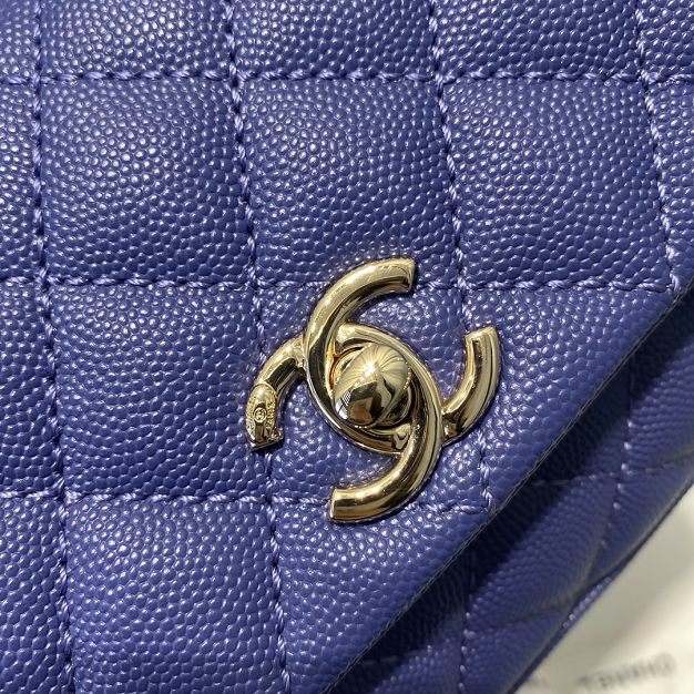 CC original grained calfskin coco top handle mini flap bag AS2215 royal blue